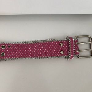 Pink glittery bedazzled grommet belt; lightly used